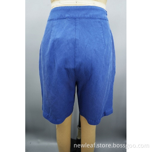 New Women Casual High Waist Solid Button Shorts